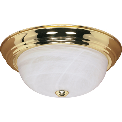 Nuvo Lighting 60/215  3 Light - 15" - Flush Mount - Alabaster Glass in Polished Brass Finish